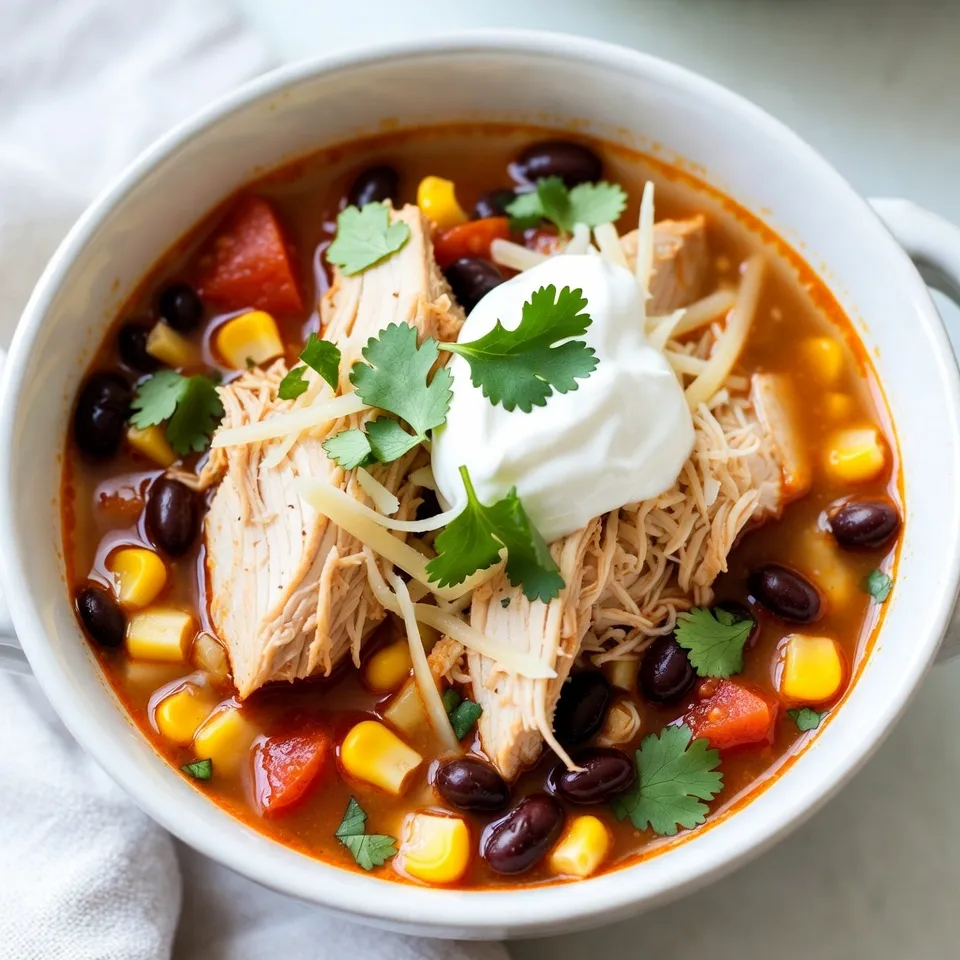 Savory Slow Cooker Chicken Taco Soup Recipe