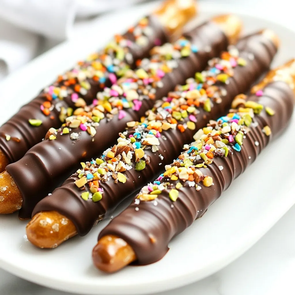Chocolate Dipped Pretzel Rods Tasty Sweet Snack Idea