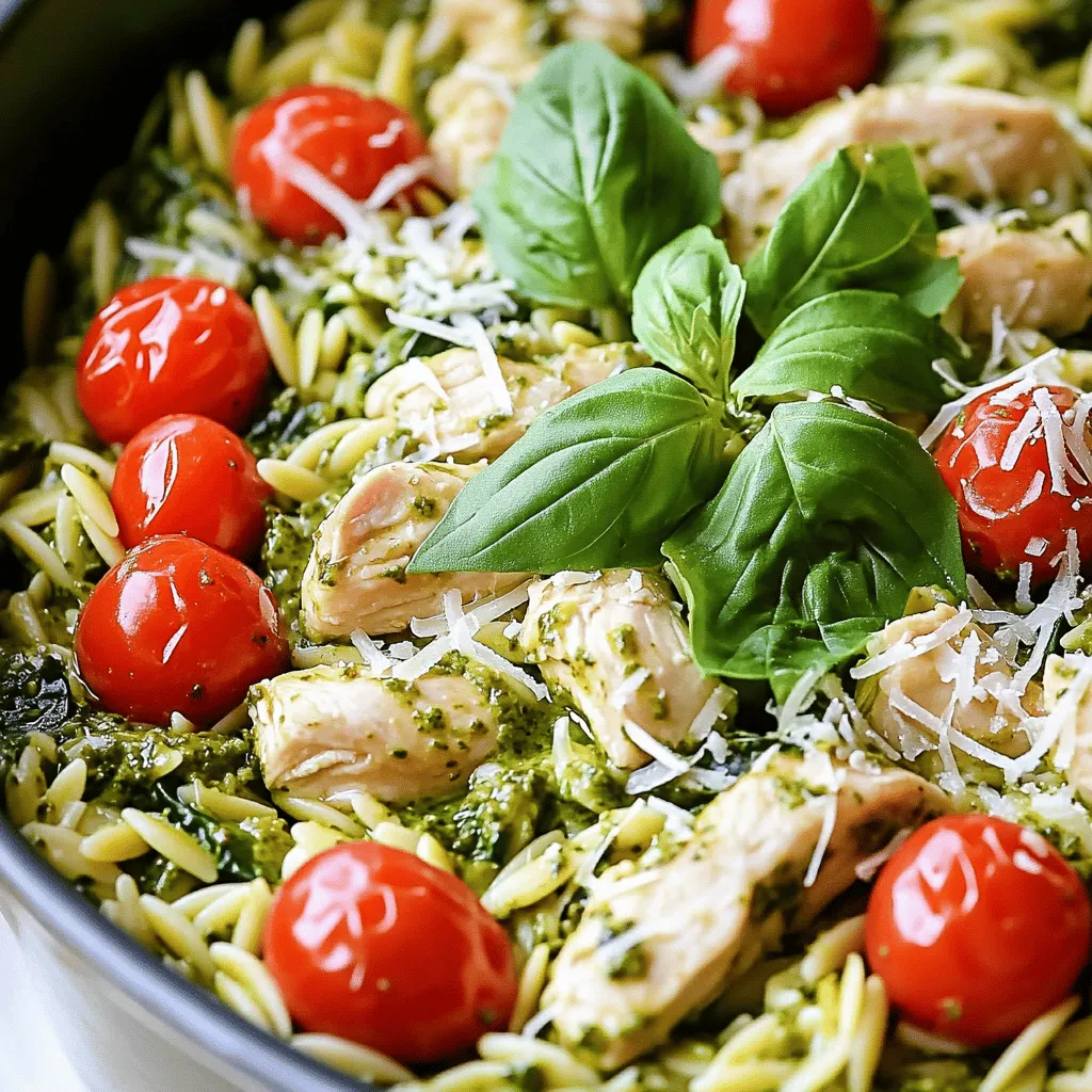 One Pot Creamy Pesto Chicken Orzo Rich and Flavorful
