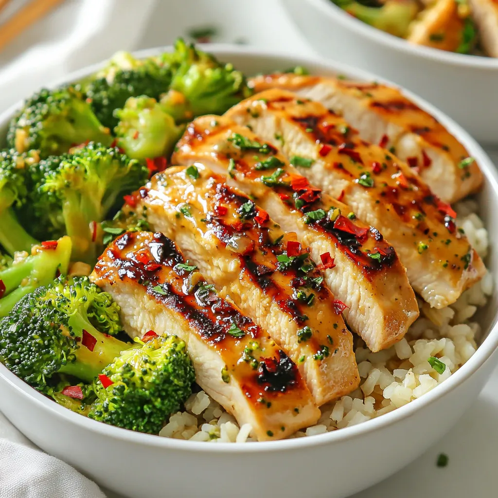 Grilled Chicken Broccoli Garlic Sauce Bowls Delight