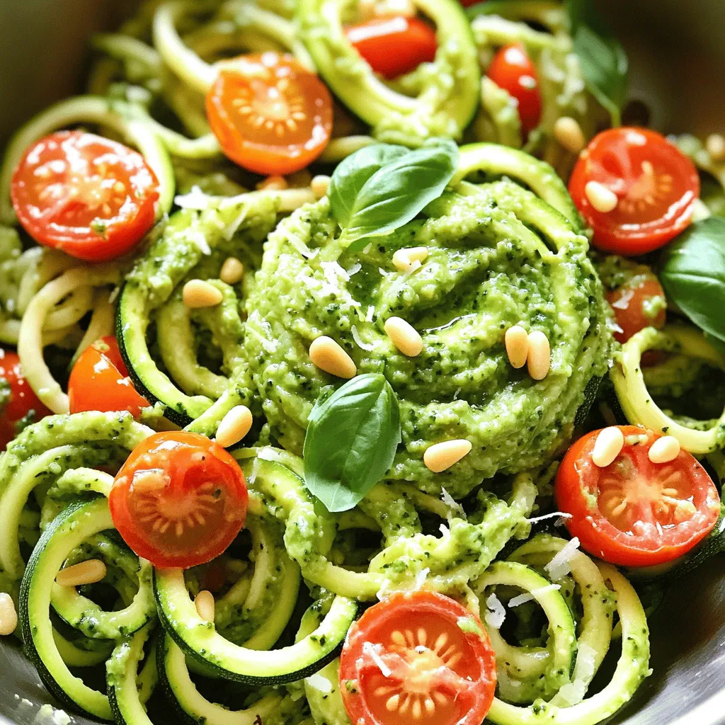 Zucchini Noodles with Pesto Fresh and Tasty Meal