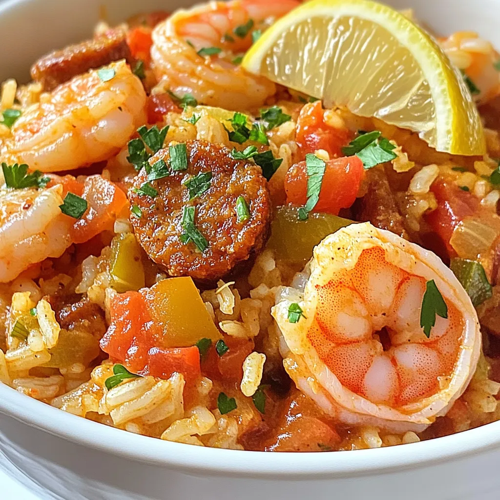One Pot Shrimp and Sausage Jambalaya Delight