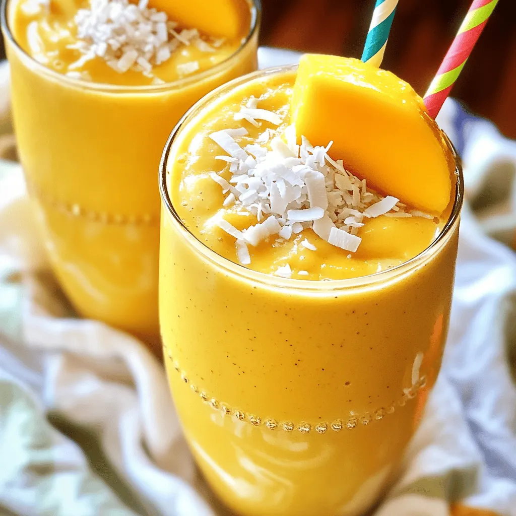 Creamy Coconut Mango Smoothie Refreshing and Bright Drink