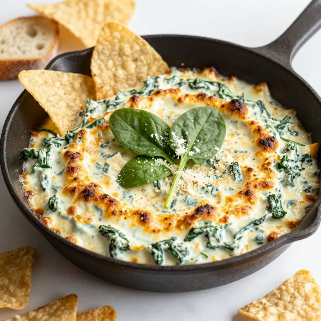 Cheesy Spinach Artichoke Dip Skillet Delight