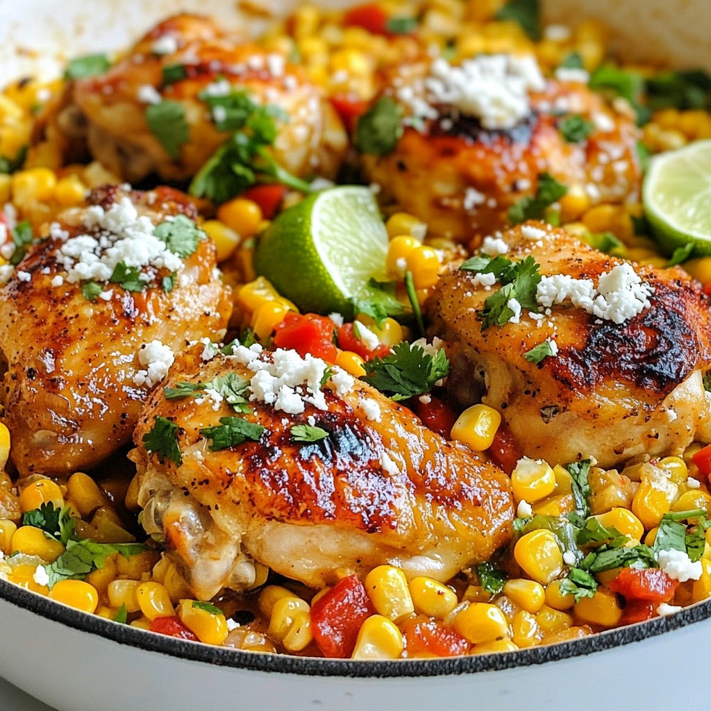 One-Skillet Mexican Street Corn Chicken Delight