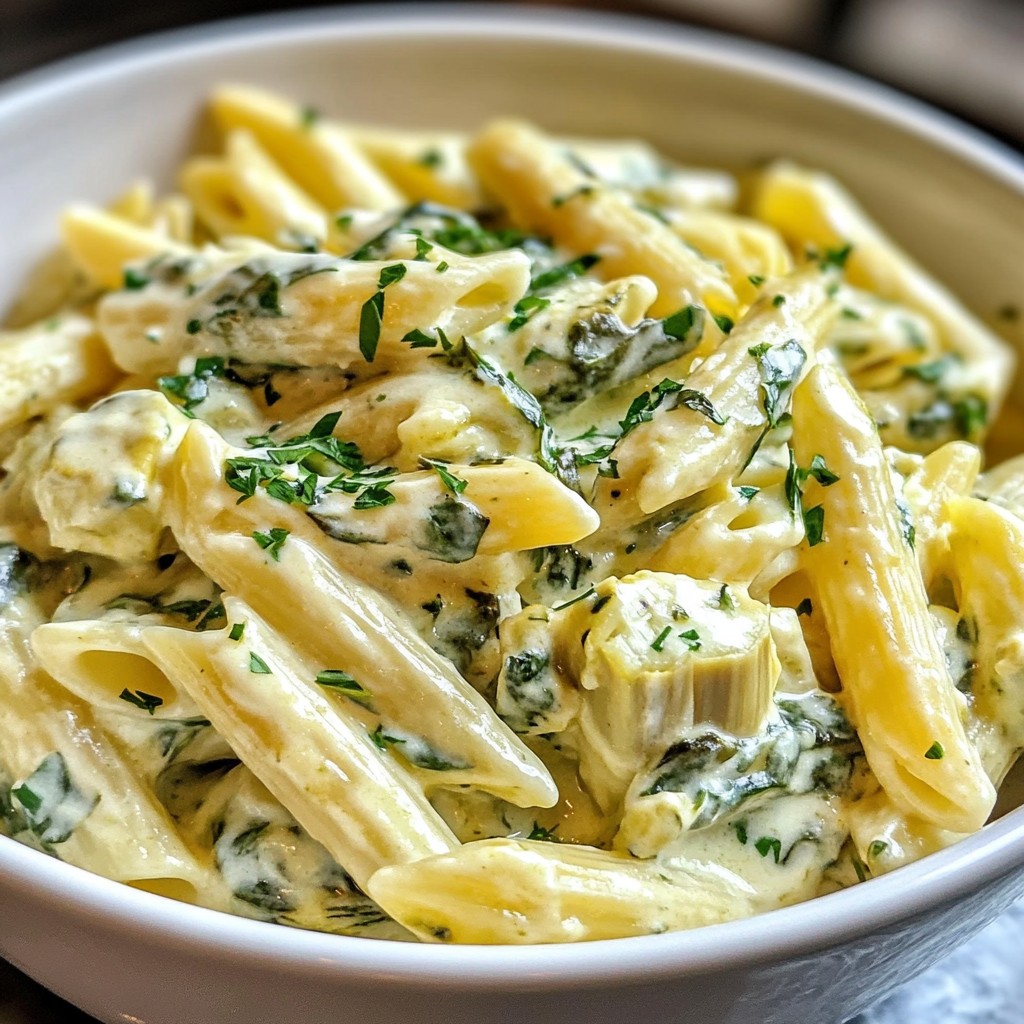 Creamy Spinach Artichoke Pasta Delightful Recipe