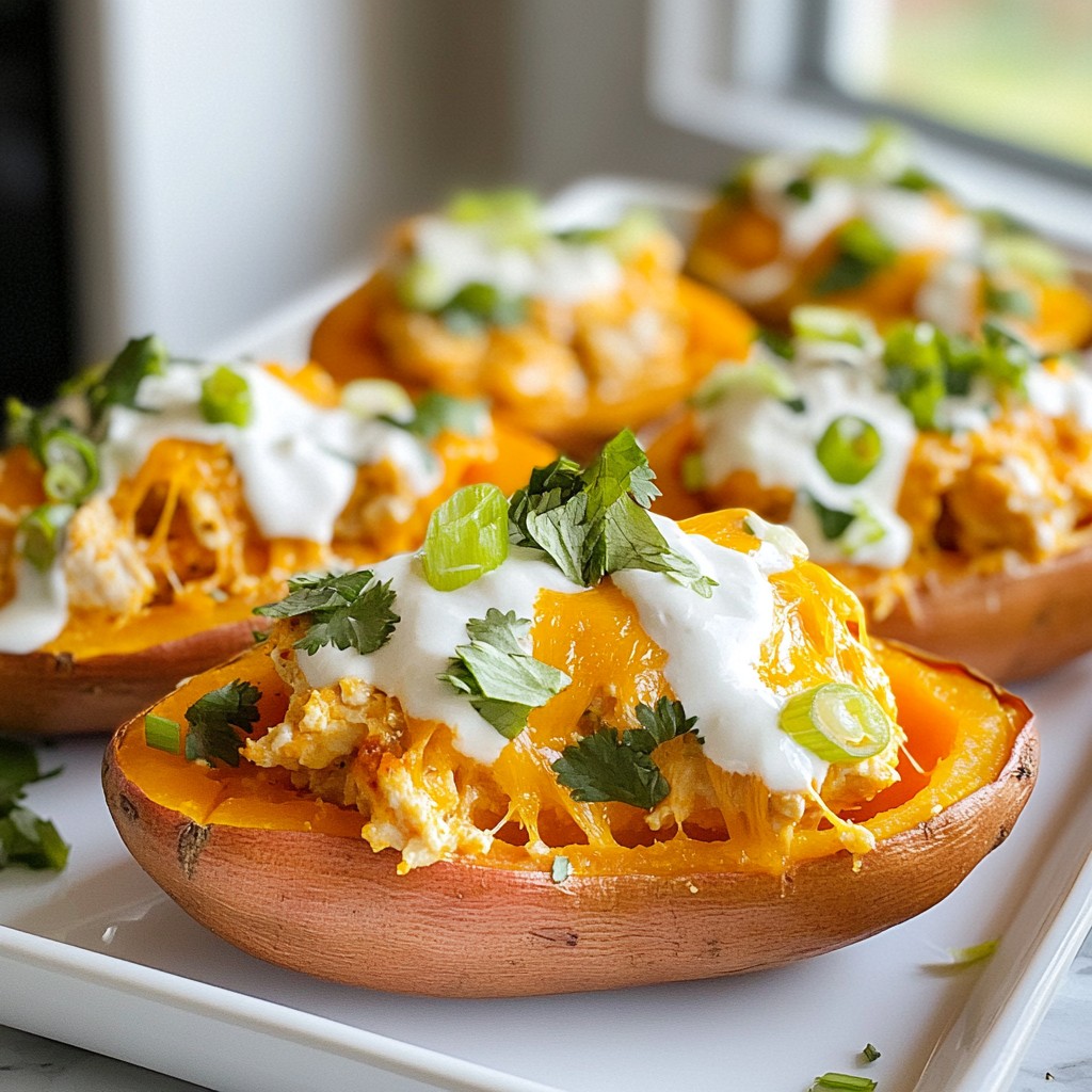 Buffalo Chicken Stuffed Sweet Potatoes Flavor Burst