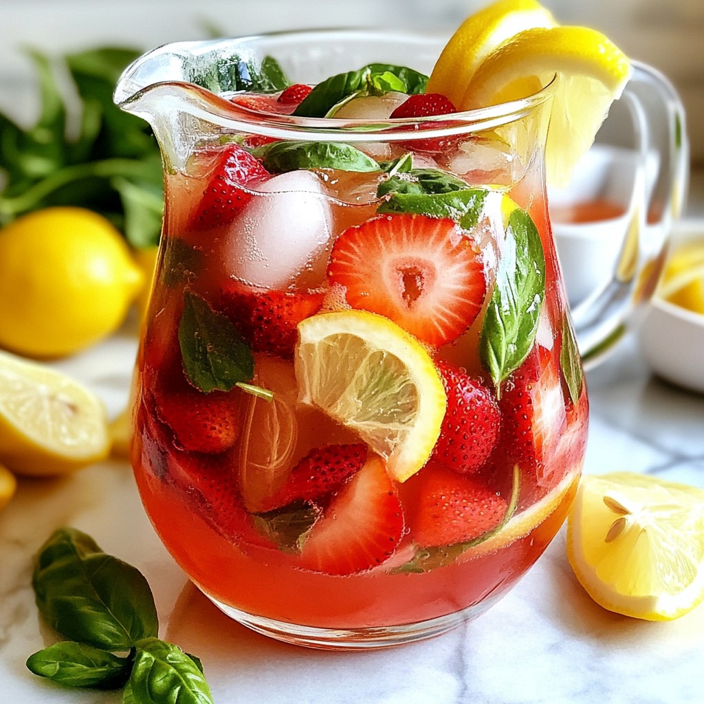 Strawberry Basil Lemonade Refreshing Summer Drink