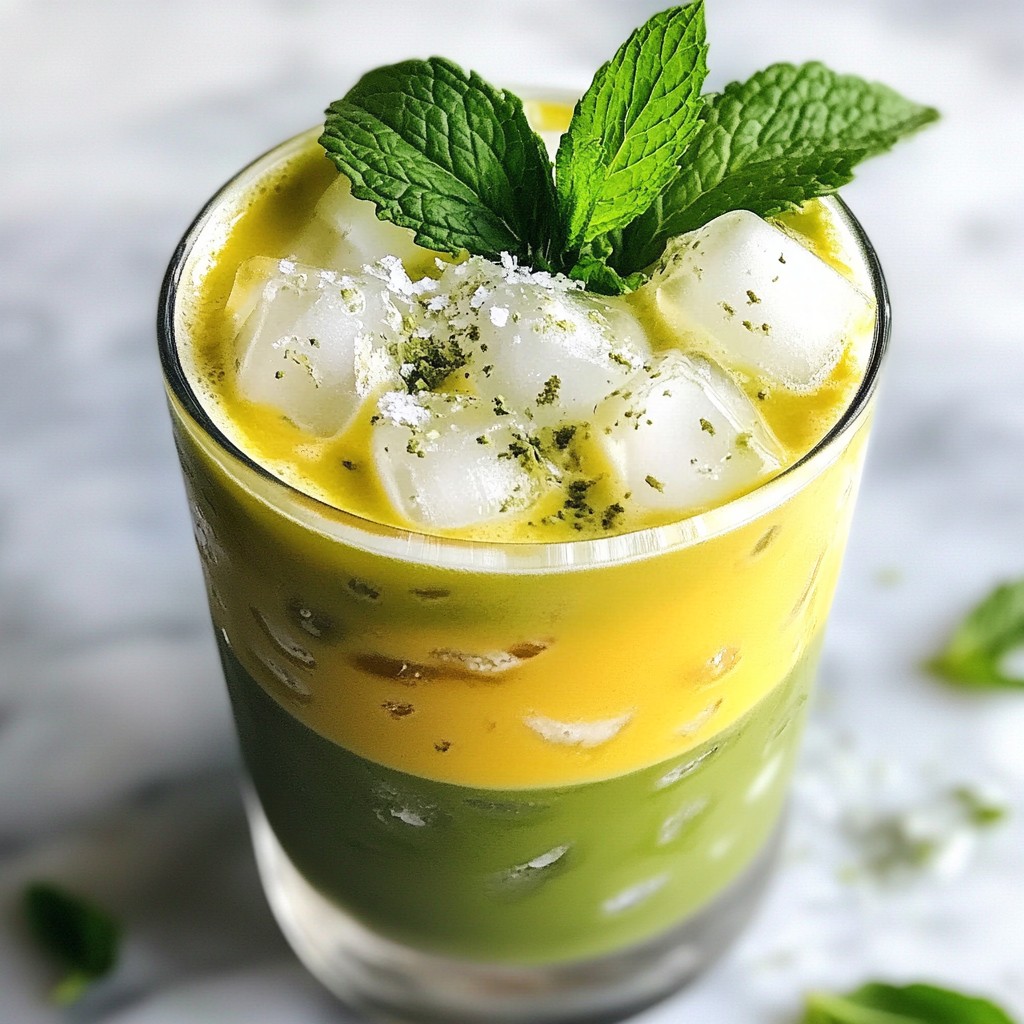 Mint Matcha Iced Latte Refreshing and Cool Beverage